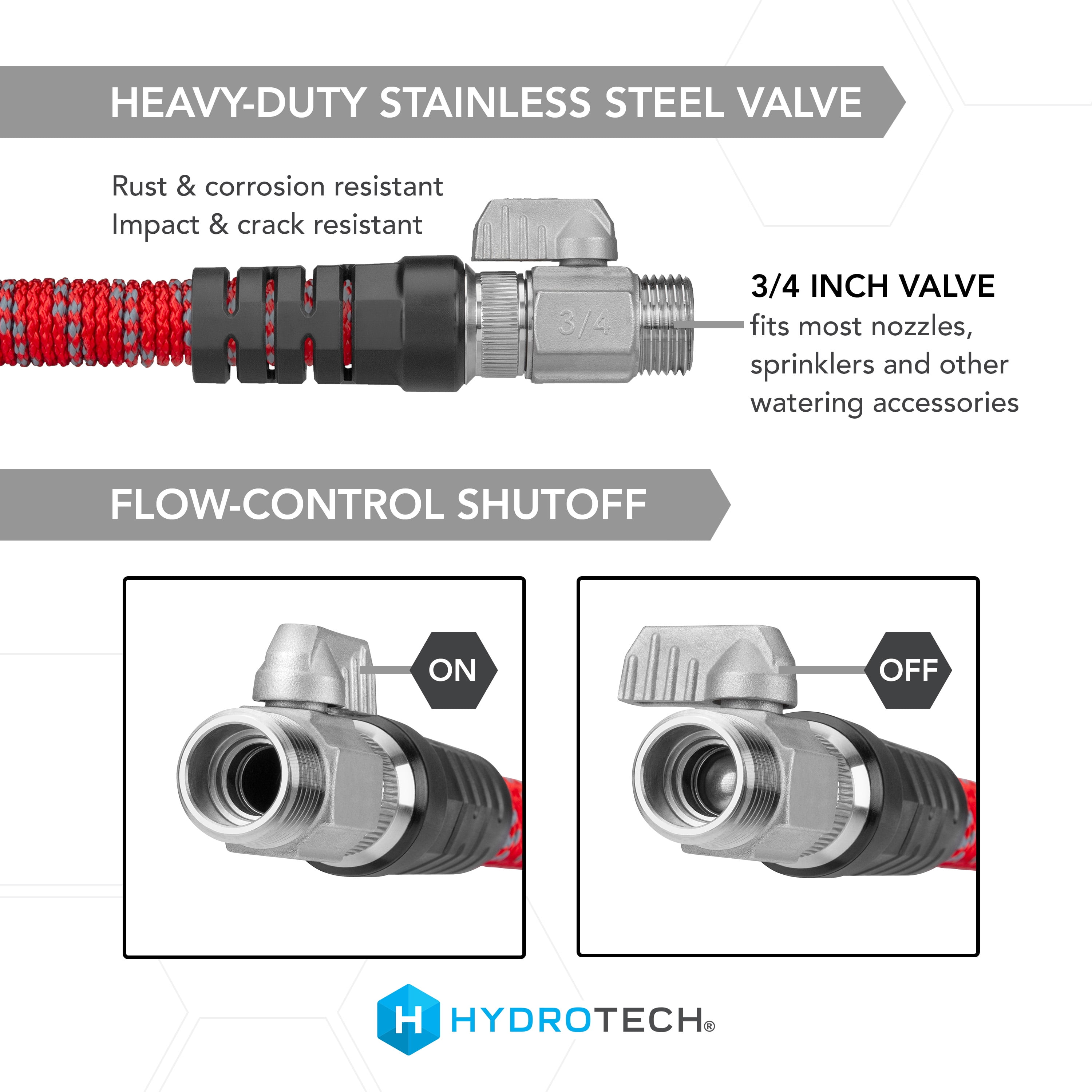 HydroTech Pro Series 3/4" x 200ft Expandable Garden Hose - Kink-Free, 2x Flow, Lightweight
