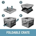 thumbnail image 4 of CleverMade Collapsible Milk Crate, Stackable Storage Bin - 6 Gal Gray, 3 Pack, 4 of 6
