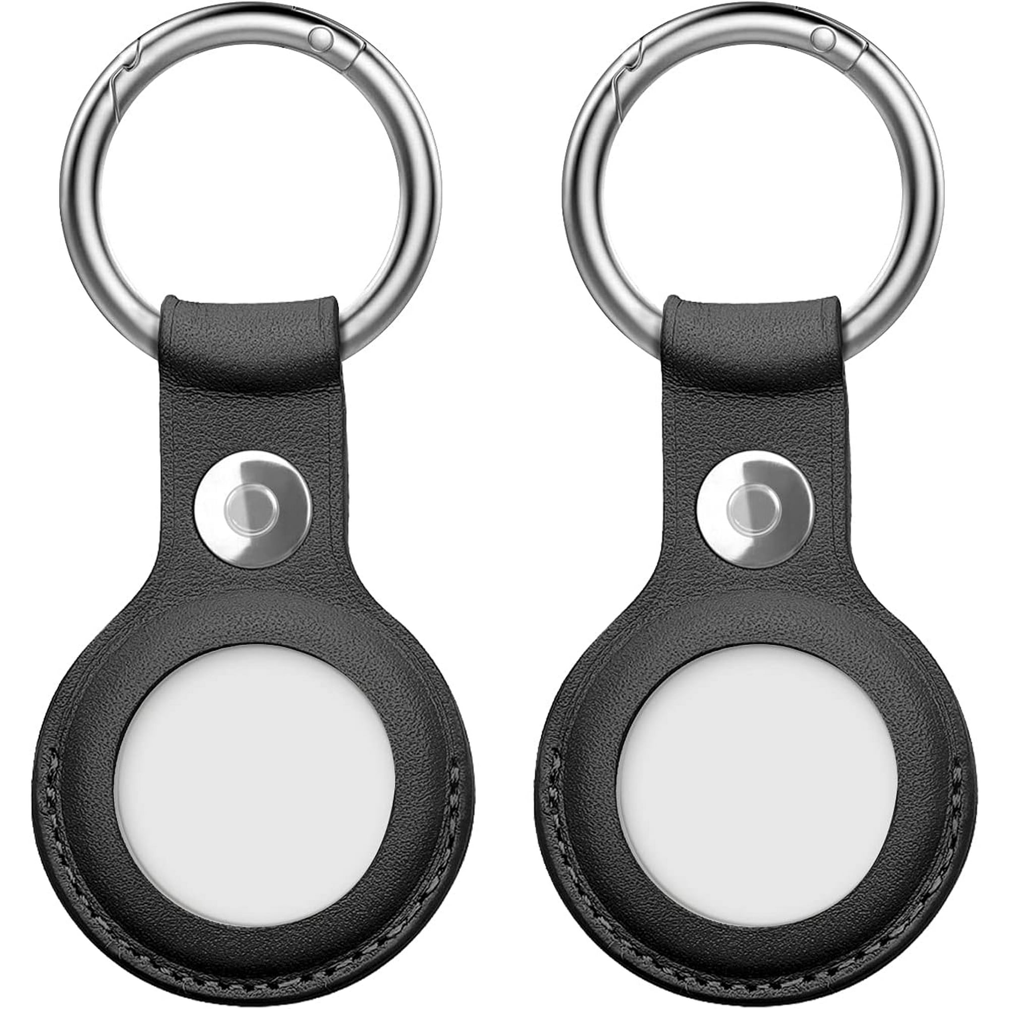 2-Pack Hidden AirTag Keychain Holders - Cute Black & White Cat Leather Cases