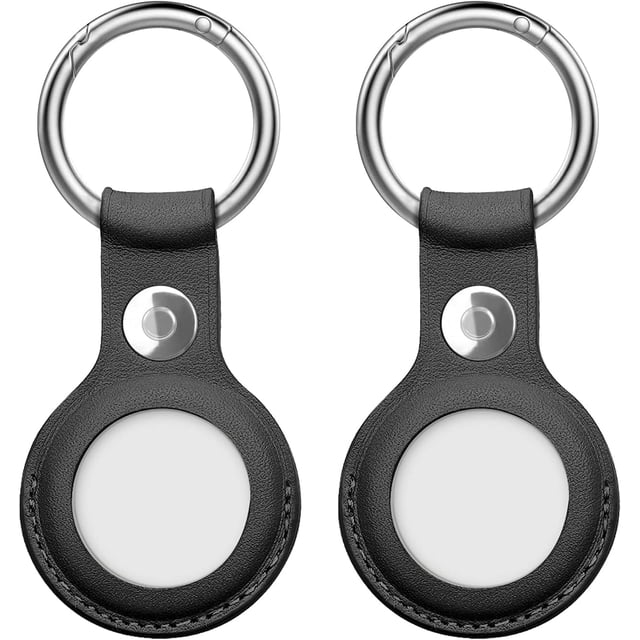 2-Pack Case for AirTag,Genuine Leather case for AirTags Key Chain Loop, Easy Carry AirTag Holder Cover for Keys, Backpacks, Liner Bags