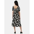 thumbnail image 3 of Time and Tru Women's and Women's Plus Back Tie Midi Dress with Puff Sleeves, Sizes XS-XXXL, 3 of 4
