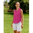 thumbnail image 4 of PINSPARK Womens Golf Polo Lightweight V Neck Tennis Tank Top Sun Protection Workout Shirt with Collar, 4 of 5