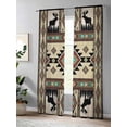 thumbnail image 4 of Boho Deer Sheer Curtains 2 Panels Set Elk Hunting Forest Aztec Bohemian Retro Lihgt Filtering Rod Pocket Voile Drape, Semi Sheer Window Curtains for Bedroom Living Room, 52"x108", 4 of 5