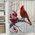 thumbnail image 2 of RKSupls Shower Curtain, Red Cardinal on Snowy Berry Branch Waterproof Polyester Shower Curtain with Hooks for Chic Elegant Home Bathtub Bathroom Decor Washable Curtains, 2 of 6