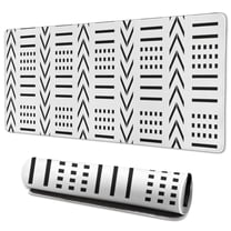 Long Mouse Pads for Desk,White Geometric Diamond Chevron Pattern Desk Mats on Top Of Desks, Desk Mouse Pad Extra Large with 3mm Non-Slip Base and Stitched Edge for Gaming,Office,Work,Home 35.4"x15.7"