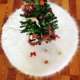 thumbnail image 3 of Happy Date Christmas Tree Skirts White Plush Luxury Faux Fur Tree Xmas Tree Skirt for Christmas Decoration New Year Party Holiday Decorations Pet Favors, 3 of 9