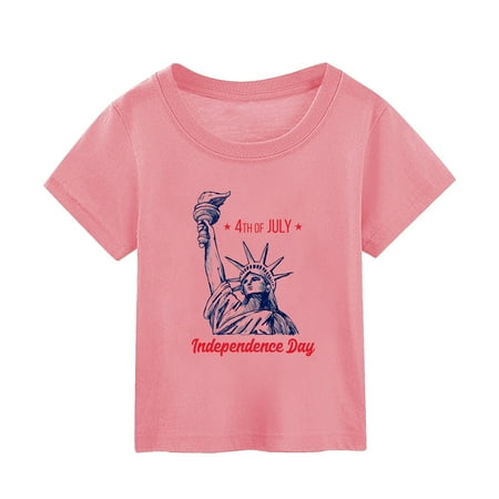 

ZMHEGW Summer Independence Day The Statue Printed Short Sleeved Top Worn Over Toddler Boys Girls T Shirts
