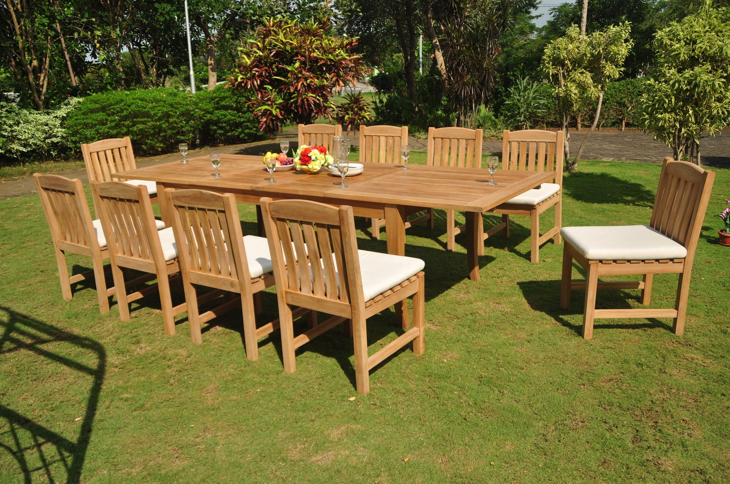 Grade A Teak Dining Set 10 Seater 11 Pc 122 Atnas Double Grade A Teak Dining Set 10 Seater 11 Pc 122 Atnas Double Extension Rectangle Table And Devon Armless Chairs Outdoor Wholeteak Wmdsdv24