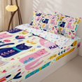thumbnail image 3 of jejeloiu Cute Cat Floral Pattern Zipper Twin Comforter Sets with Fitted Sheet and 2 Pillowcases Kids,Lovely Animal Vintage Boho Style Zipper Bedding Set For Girls,Reversible,4-Piece, 3 of 7