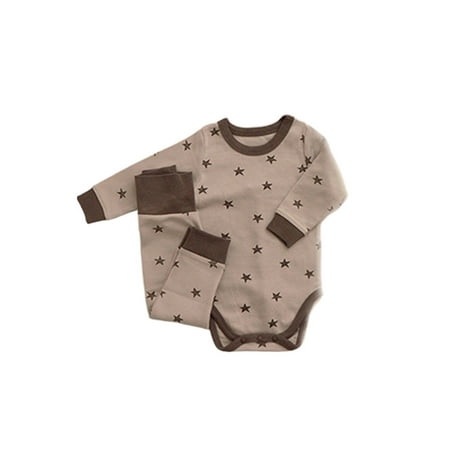 

Frontwalk Baby Bodysuit + Pants Buttons Jumpsuit Set 2Pcs Romper Outfit Travel Cute Playsuit Long Sleeve Khaki 90cm