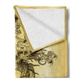 thumbnail image 2 of Dragon Soft Flannel Fleece Blanket, Chinese Snake Dragon Theme Background Eastern Oriental Abstract Art Graphic, Cozy Plush for Indoor and Outdoor Use, 70" x 90", Mustard and Black, by Ambesonne, 2 of 5