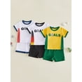 thumbnail image 3 of BemeyourBBs Toddler Baby Boy Game Day Football Outfit Infant Baby Boys Summer Clothes 6 12 18 24 Months 2 3 4 Years Short Sleeve Soccer Letters Print T Shirt Tops with Shorts 2Pcs Set, 3 of 9