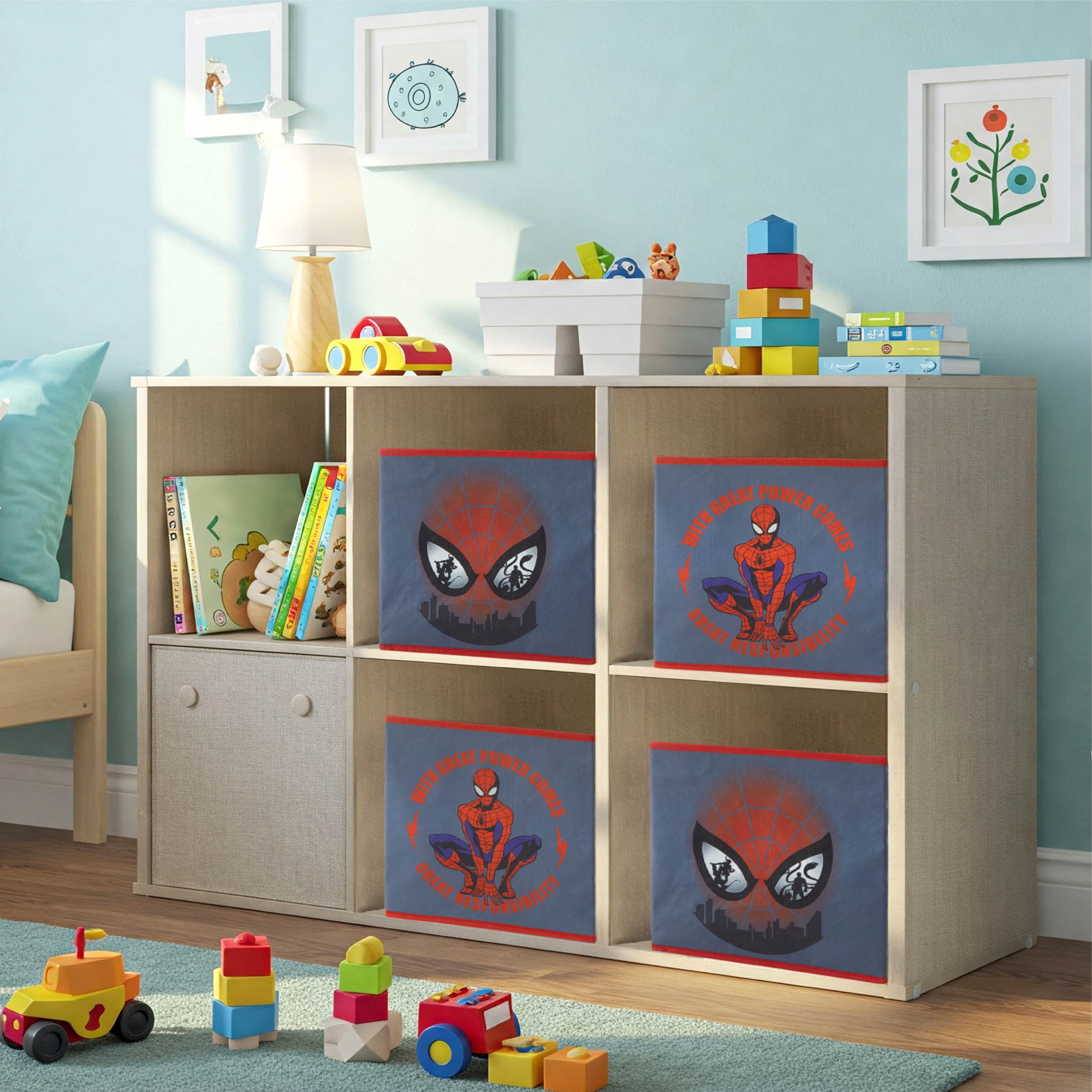 Spiderman Kids' 4-Pack Printed Toy Storage Cubes, 10" x 10"