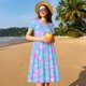 thumbnail image 4 of Balery Purple Dragon Scales Vestidos sueltos de manga corta para mujer, vestidos de verano 2025, vestidos casuales de corte A con vuelo., 4 of 6