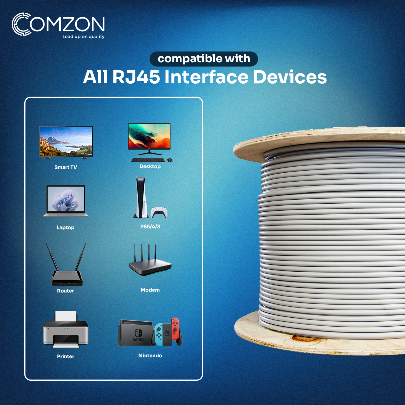 COMZON 1000ft Shielded Cat6a F/UTP Ethernet Cable 26AWG Stranded Copper, 500Mhz Network Speed 10Gigabit Patch Cable, Gray