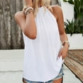 thumbnail image 4 of Jewelreauty Women Halter Neck Ruched Tank Tops Casual Sleeveless Tunic Tee Summer Loose Fitting Solid Shirts (S, White), 4 of 7