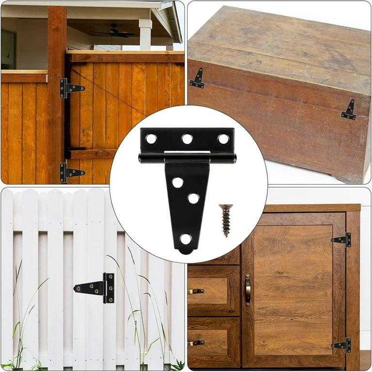 Keypak 2 Pack 450mm (18") T-Hinges Black Japanned, Heavy Duty Metal Tee Hinges With Rustproof Coating, Ideal For Large Wooden Gates, Barn, Garage & Shed Doors