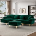 thumbnail image 3 of Wiilayok 114" U-Shaped Sectional Sofa,Velvet Modular 4 Seat Sofa Set for Living Room,Convertible L Shaped Sofa Couch Set with Chaise Lounge, Ottoman and Pillows, 3 of 9