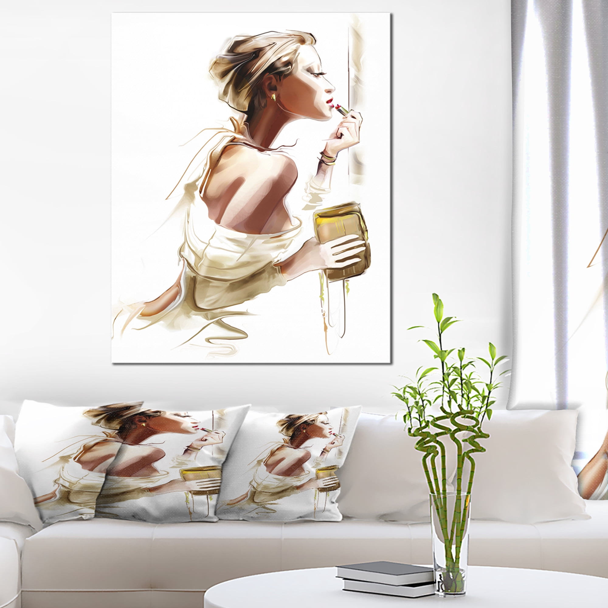 Designart 'Fashion Woman ' Abstract Portrait Canvas Print