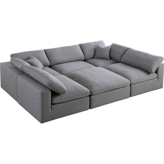 Trent Home Contemporary Gray Durable Linen Fabric Cloud Modular Sectional