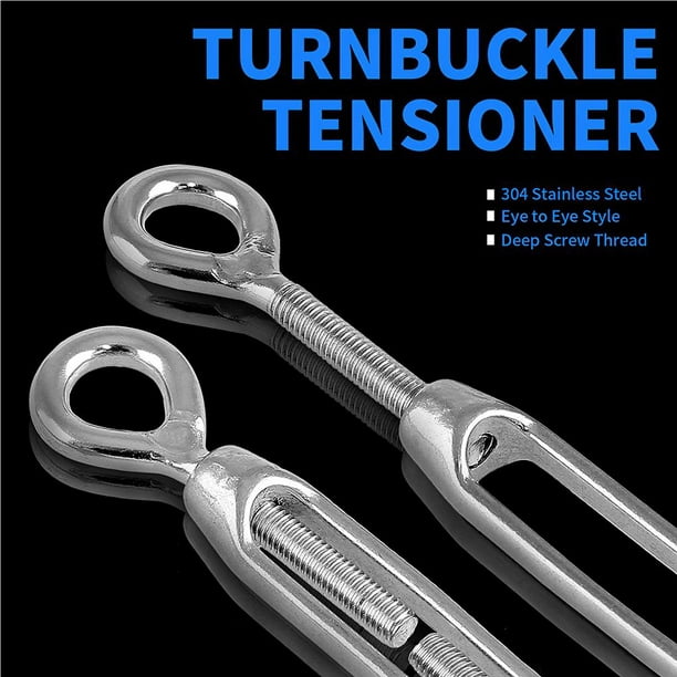 freestylehome Stainless Steel Hook Eye Tension Wire High Hardness Wire Rope  Tensioner Adjustable Stainless Steel Tensioner with High Elasticity for  Industry No.3 