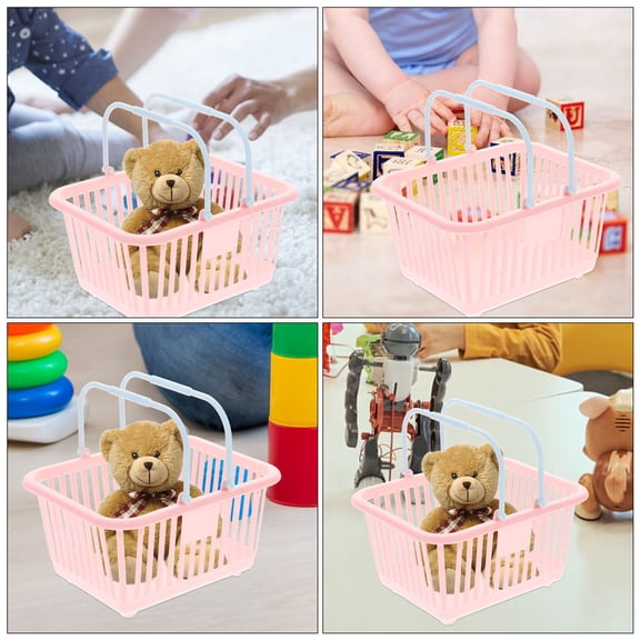ELAYARD Pink Plastic Storage Basket for Kitchen Use, Lightweight and Multifunctional