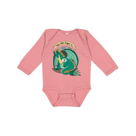 

Inktastic First Birthday This Little Dragon Is 1 Gift Baby Boy or Baby Girl Long Sleeve Bodysuit