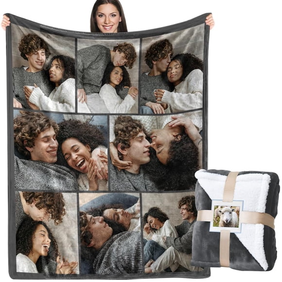 Manta fotográfica de forro polar sherpa personalizada ICELIETE para parejas