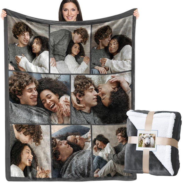 Manta fotográfica de forro polar sherpa personalizada ICELIETE para parejas