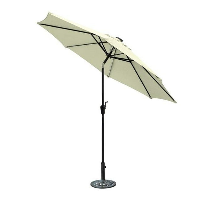 9 ft. Aluminum Umbrella with Crank & Solar Guide Tubes - Black Pole & Tan Fabric