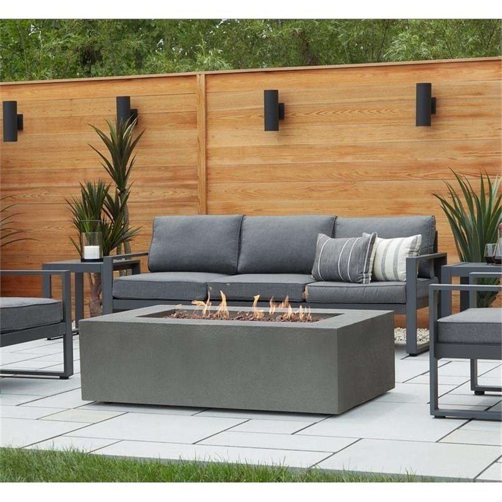 Bowery Hill Traditional 50.5" x 32.5" Propane Fire Table in Glacier Gray