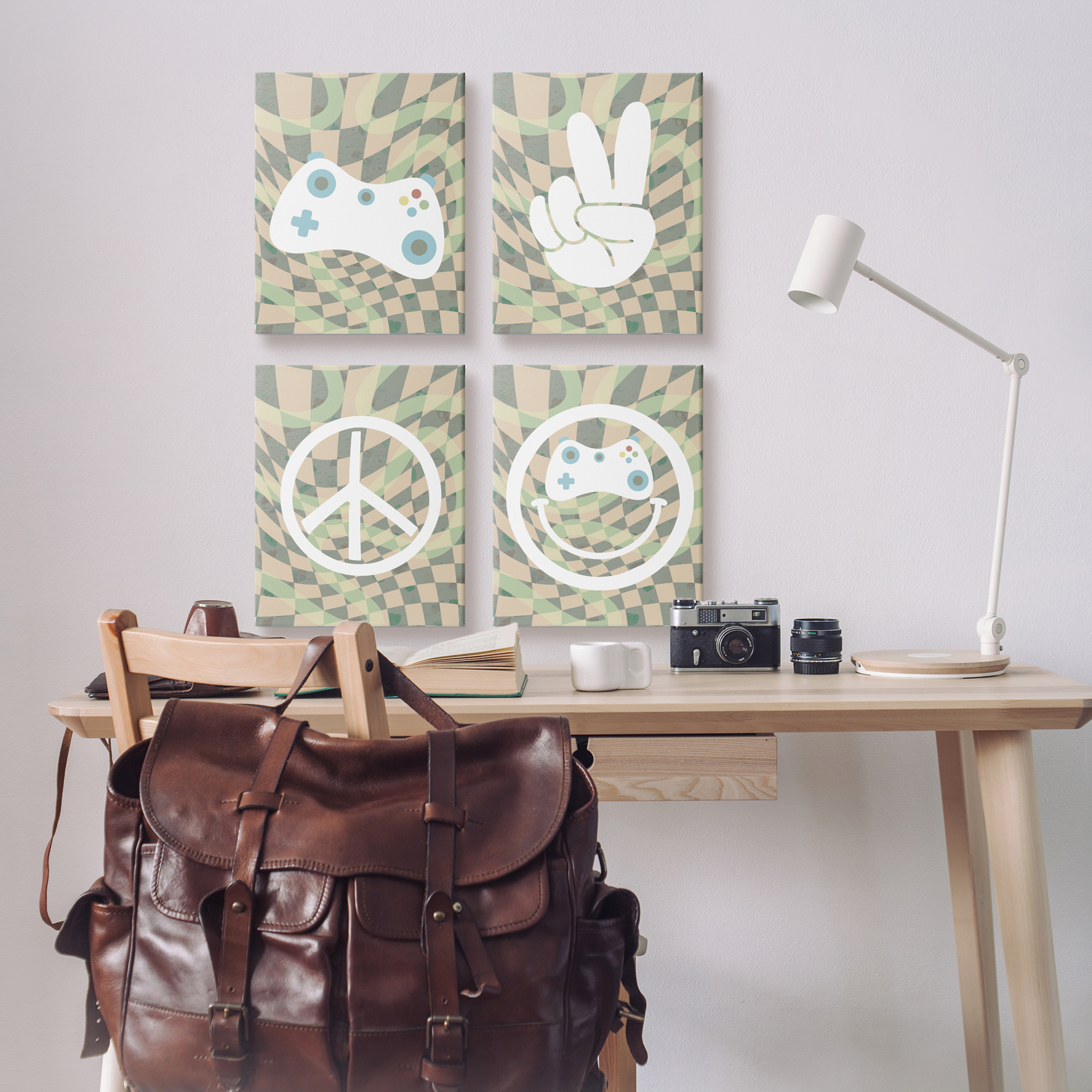 Stupell Industries Retro Video Gaming Symbols Beauty & Fashion Painting Gallery Wrapped Canvas Print Wall Art, 16 x 20, Set of 4