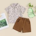 thumbnail image 2 of Bagilaanoe 2pcs Toddler Baby Boy Shorts Set Short Sleeve Print Shirt Tops + Shorts 6M 12M 18M 24M 3T 4T Kids Casual Summer Clothes, 2 of 8