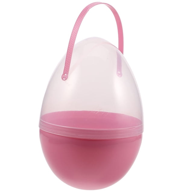 HLONK Clear Plastic Easter Eggs with Handles 25cm Jumbo Fillable Egg Containers Openable Easter Eggs Shell Box Holder for Party Favors