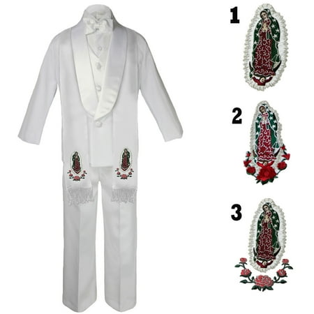 

Child Teen Boy Formal Baptism Satin Shawl Lapel Tuxedo White Suit Stole Sm-20