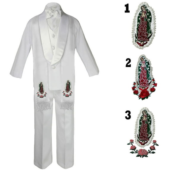 Child Teen Boy Formal Baptism Satin Shawl Lapel Tuxedo White Suit Stole Sm-20
