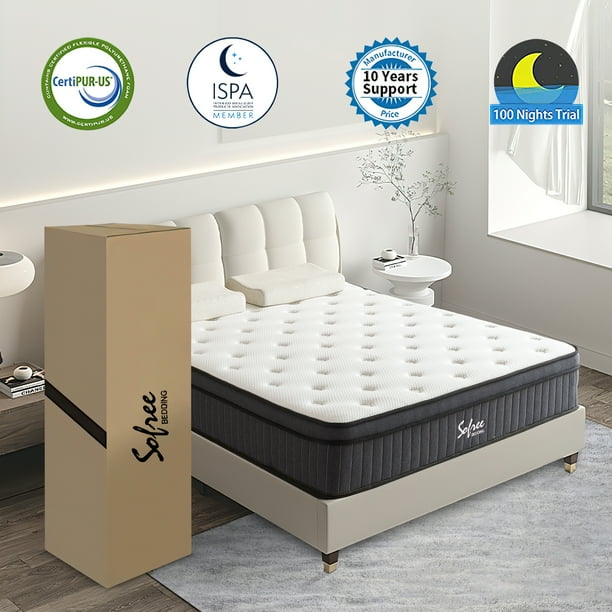 Colchón individual, colchón híbrido de espuma viscoelástica de 10