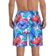 thumbnail image 3 of Kdxio Bright Flowers Pattern Mens Casual Shorts - Drawstring Summer Beach Sports Shorts for Men, 3 of 9