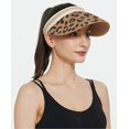 thumbnail image 3 of Women Leopard Sun Visors Wide Brim Foldable Straw Roll Up Bow Tennis Beach Golf Hats, 3 of 4