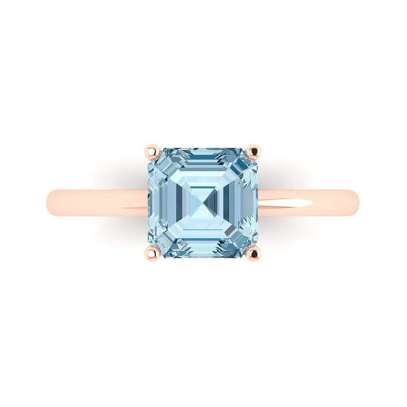 Solitaire Engagement Ring for Women - 2ct Natural Sky Blue Topaz in 14K Rose Gold Promise Ring