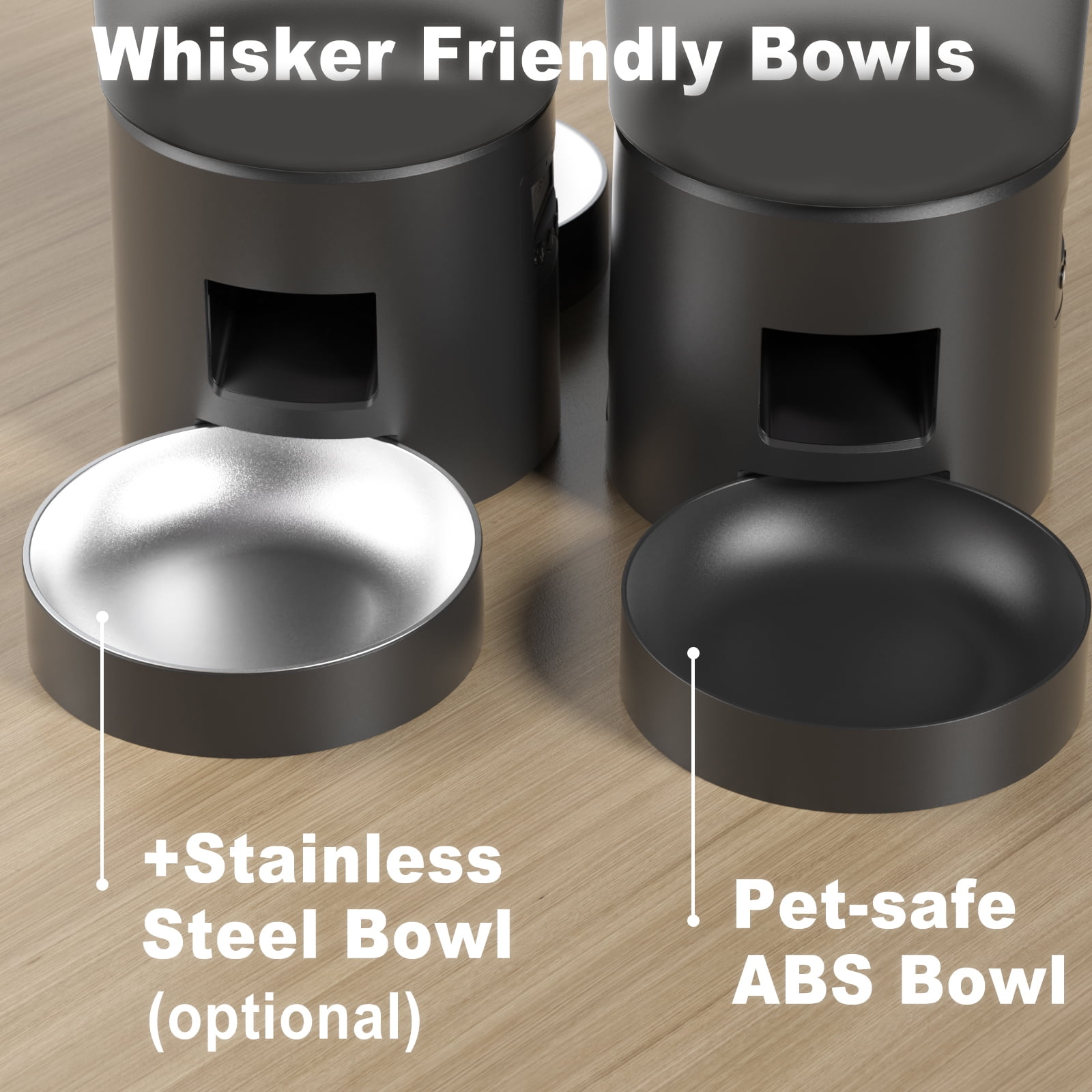 DomoMayli Automatic Dual Cats Feeder 2 Cats,Dual Power,Flexible Schedule Timer ,6 Meals 12 Portions Per Day nser 2 Cats,Flexible Schedule Auto Pet Feeder  double bowls,Timer 10S Voice Record
