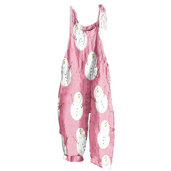 TIMIFIS Christmas Jumpsuit For Women Ladies Printed Sleeveless Backless Loose Long Playsuits Rompers Jumpsuit with Pocket pring