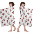 thumbnail image 4 of White Cow Strawberry Love Pattern Hooded Bath Towel，50"x30" for Ages 3 To 12 Kids, Quick Dry Lightweight Soft Microfiber Hood Beach Towel Cover Up for Kids, 4 of 7