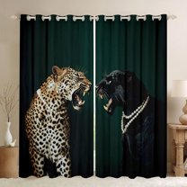 jejeloiu Black Brown Leopard Blackout Curtains Set of 2 (52x84 Each),Jungle Animal Window Curtains,Modern Abstract Artwork Curtains and Drapes For Man Women,Breathable Home Decor