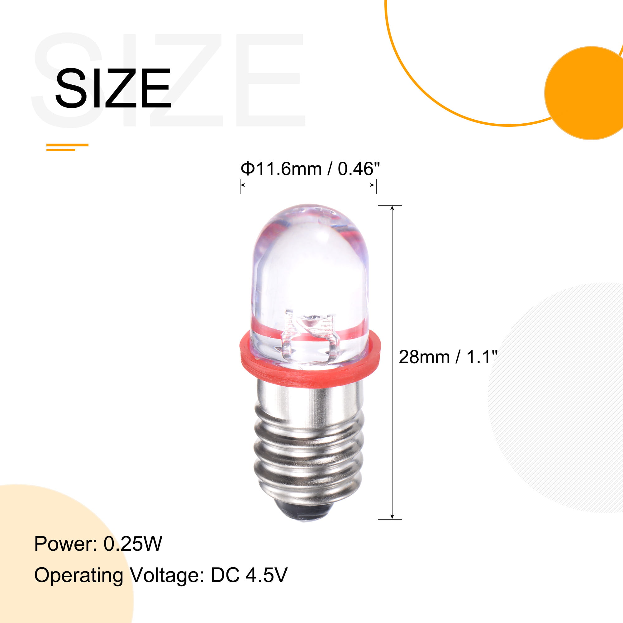 E10 LED Miniature Screw 5 SMD 12 To 16 Volt AC Or DC Non Polarity
