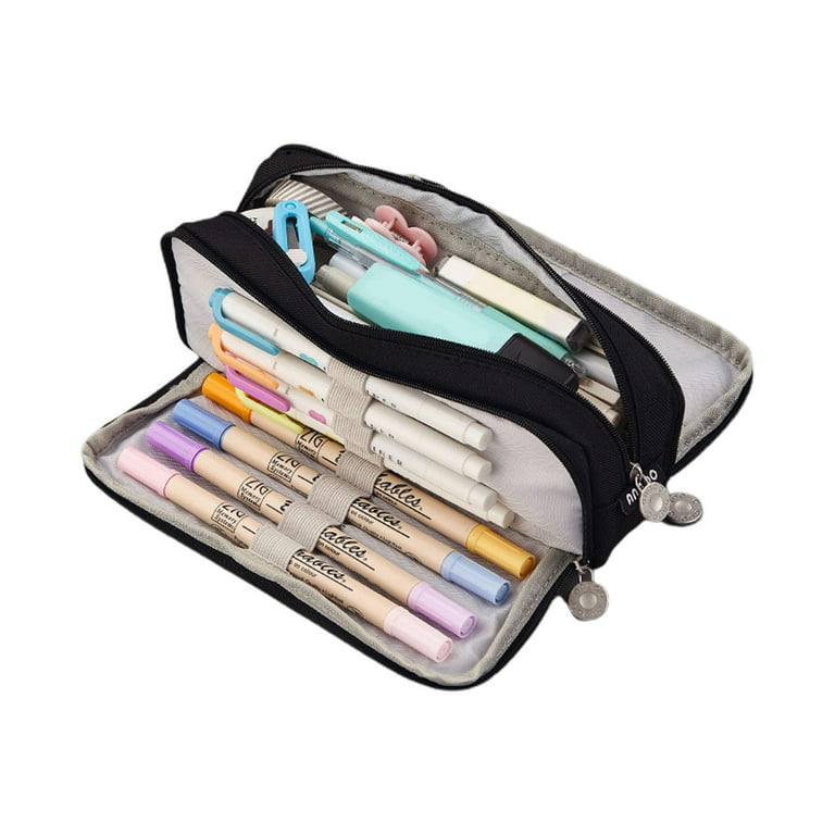 Angoo [Pure] color Pencil Case, Multi Slot Pen Bag, Big Storage Pouch  Organizer for Stationery Cosmetic Travel Wallet A6443