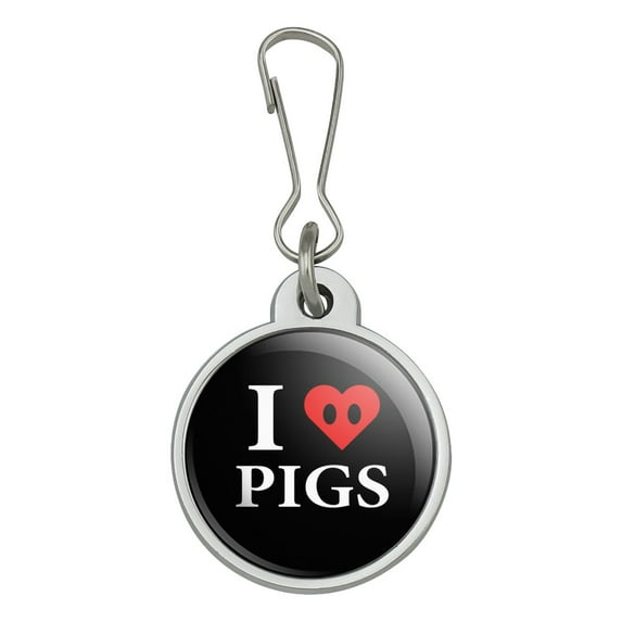 I Love Pigs Heart Snout Jacket Handbag Purse Luggage Backpack Zipper Pull Charm