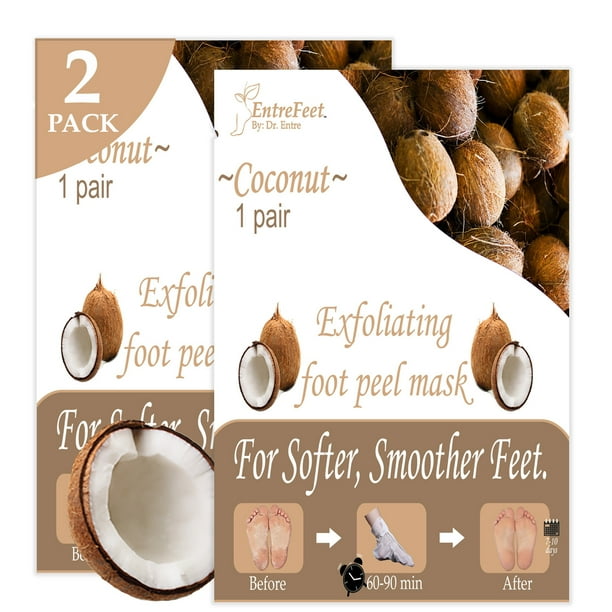 Dr. Entre's Exfoliating Foot Peel Mask, 2 Coconut Pairs, Gentle Peeling