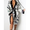 thumbnail image 3 of Dewadbow Women Satin Silk Robes Trendy Long Sleeve Silky Bathrobe Sleepwear, 3 of 6