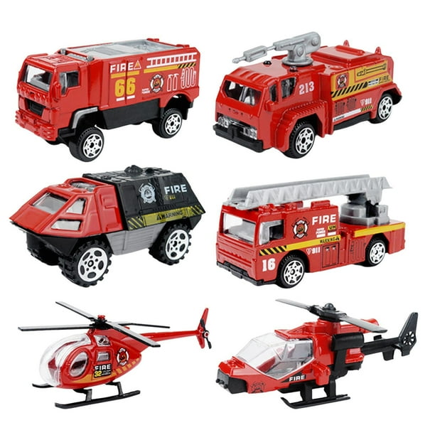 Vogacara Coche vehículo modelo helicópteros edificio educativo juguete para estante decoración estilo B Juguetes control de fuego 6 piezas